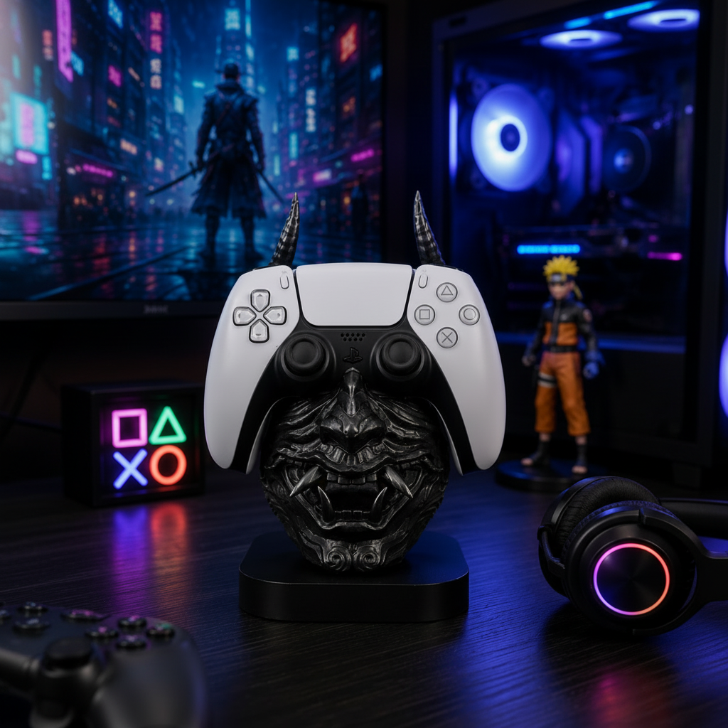 Manifestation Samurai Face PS5 controller stand  - LayerLab By Project M Shop - photo 2