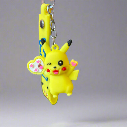 Pikachu Keychain - Happy PVC Rubber Keychain with Strap - Project M Shop