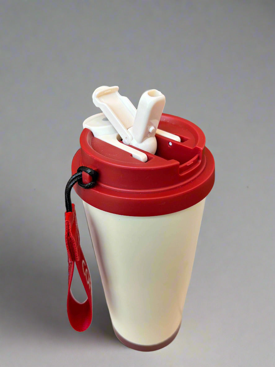 Blooming Delight Tumbler 600ml – Cream & Red Floral Design