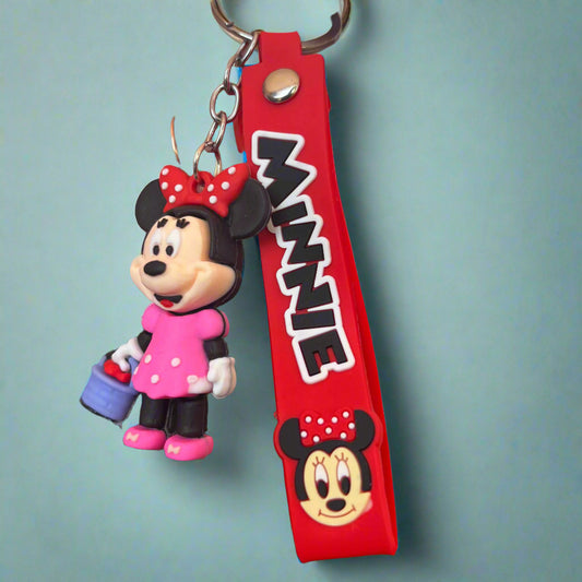 Pink Minnie Mouse Keychain with Strap - PVC Rubber Design - Project M Shop