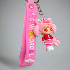 Cinnamoroll Keychain - Girl With Cinnamoroll PVC Rubber Keychain with Strap - Project M Shop