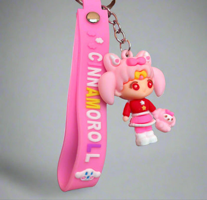 Cinnamoroll Keychain - Girl With Cinnamoroll PVC Rubber Keychain with Strap - Project M Shop