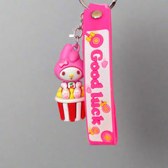Pink Sanrio Keychain PVC Rubber Keychain with Strap - Cute Sanrio Accessory - Project M Shop