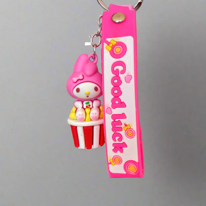 Pink Sanrio Keychain PVC Rubber Keychain with Strap - Cute Sanrio Accessory - Project M Shop