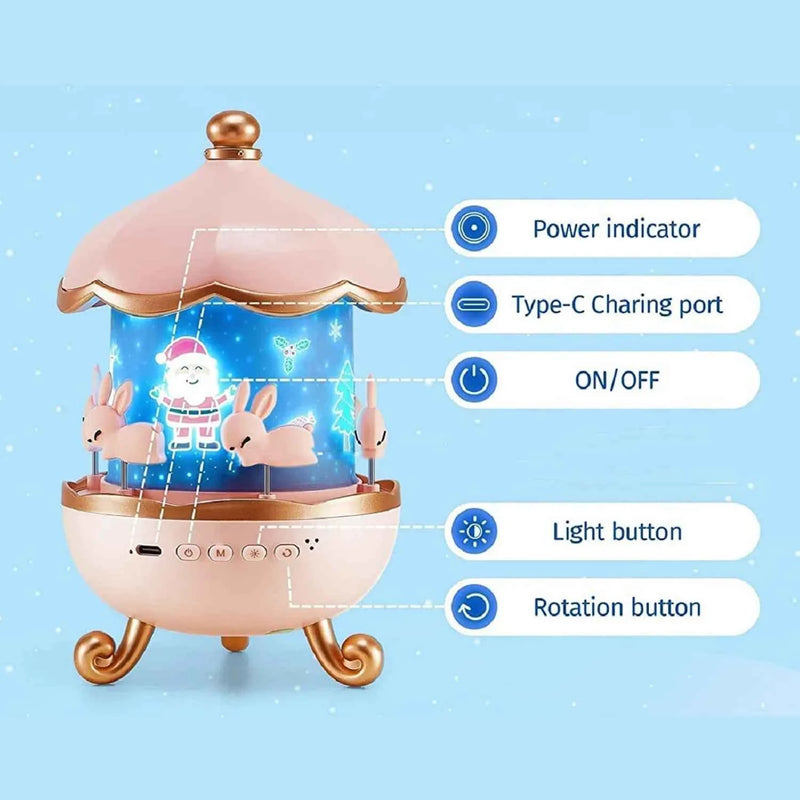 Bunny Carousel Night Lamp - Rotating LED Night Light - Project M Shop