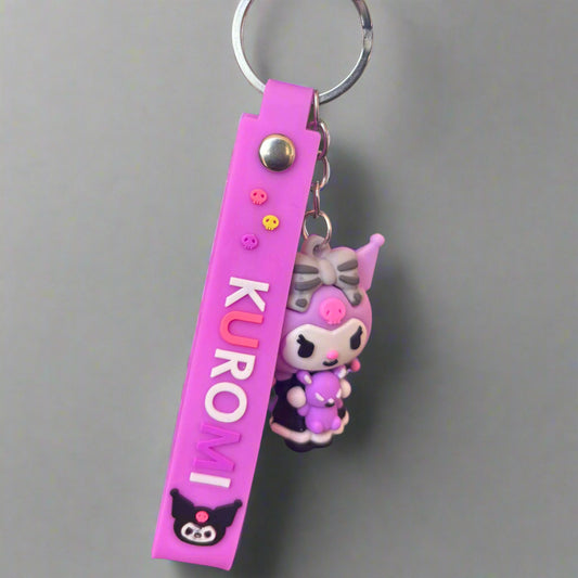 Kuromi Keychain PVC Rubber Bohemian Style with Strap - Project M Shop