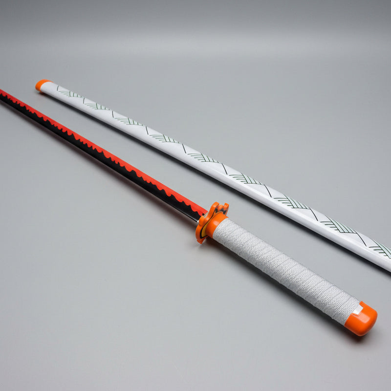 Rengoku Nichirin Katana - Flaming Red Wooden Sword - 104 CM Collectible from Demon Slayer - Project M Shop