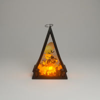 Witch Broom Lantern LED Light - Triangle Shaped Indoor Decorative Lantern