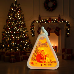 Santa Christmas Triangle Shaped Lantern LED Light For Decoration - For Indoor Use (White) - Project M Shop