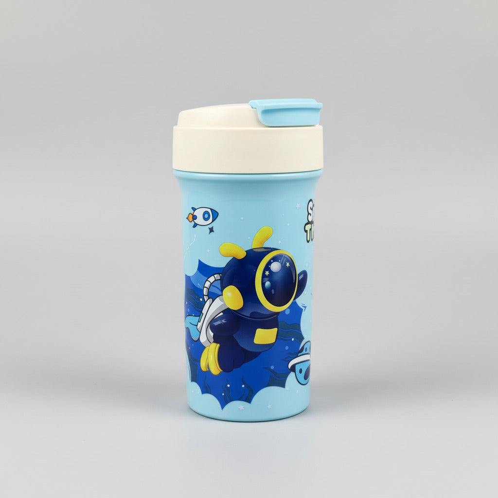 Astronaut Space Travel Printed Plastic Water Bottle For Kids - 400 ML - Project M Shop
