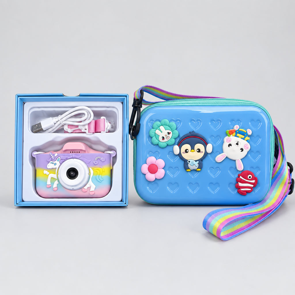 Cartoon Charm Sling Bag + Dual Lens 40MP Kids Camera Combo - photo 3