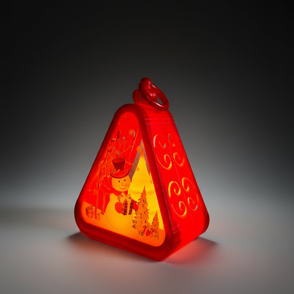 Snow-man Triangle Shaped Lantern LED Light For Decoration - For Indoor Use (Red) - Project M Shop