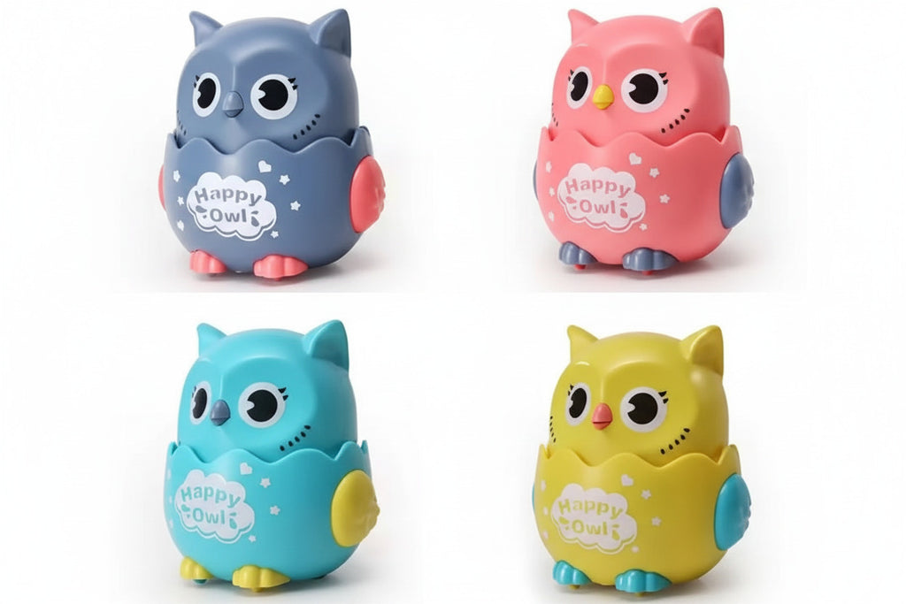 Pet Interactive Press To Slide Owls Toy - Colorful Interactive Pet Owl Toy