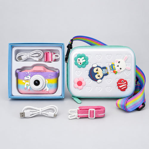 Cartoon Charm Sling Bag + Dual Lens 40MP Kids Camera Combo