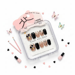 Kitty Charms & Printed Design Short Press-On Nails - Size S & M - Project M Shop