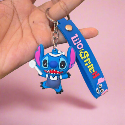 Stitch Chef Keychain with Strap - PVC Rubber Accessory