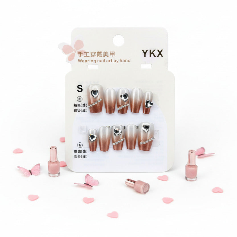 Heart Gemstone Charm Press-On Nails - Size S - Project M Shop