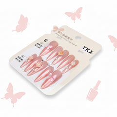Rose & Hairclip Charm Long Press-On Nails - Size S - Project M Shop
