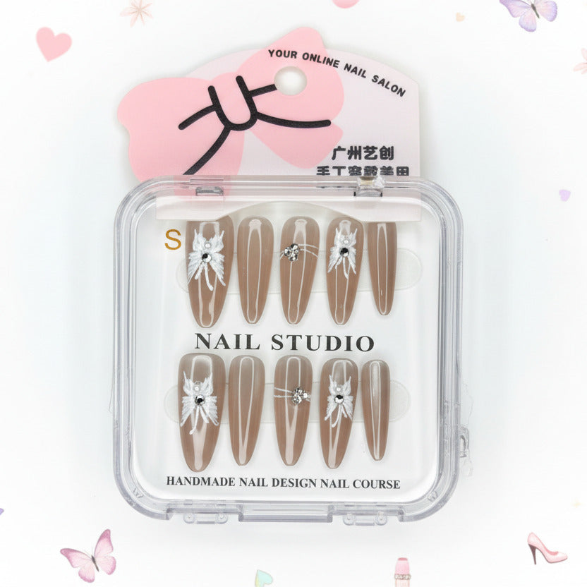 Charming Red Butterfly Long Press-On Nails - Size S - Project M Shop