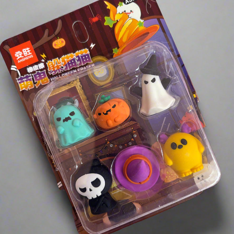 Halloween Ghost Shaped Eraser Set - 6 Pieces - Project M Shop