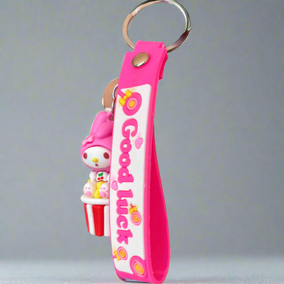 Pink Sanrio Keychain PVC Rubber Keychain with Strap - Cute Sanrio Accessory - Project M Shop
