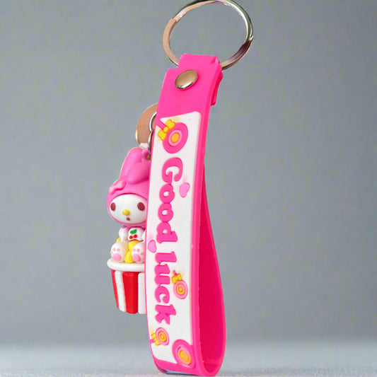 Pink Sanrio Keychain PVC Rubber Keychain with Strap - Cute Sanrio Accessory - Project M Shop