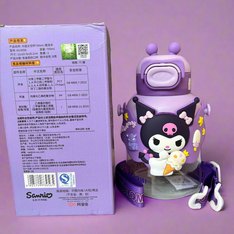Kuromi Water Bottle 700 ML for Kids - Fun & Stylish Design - Project M Shop