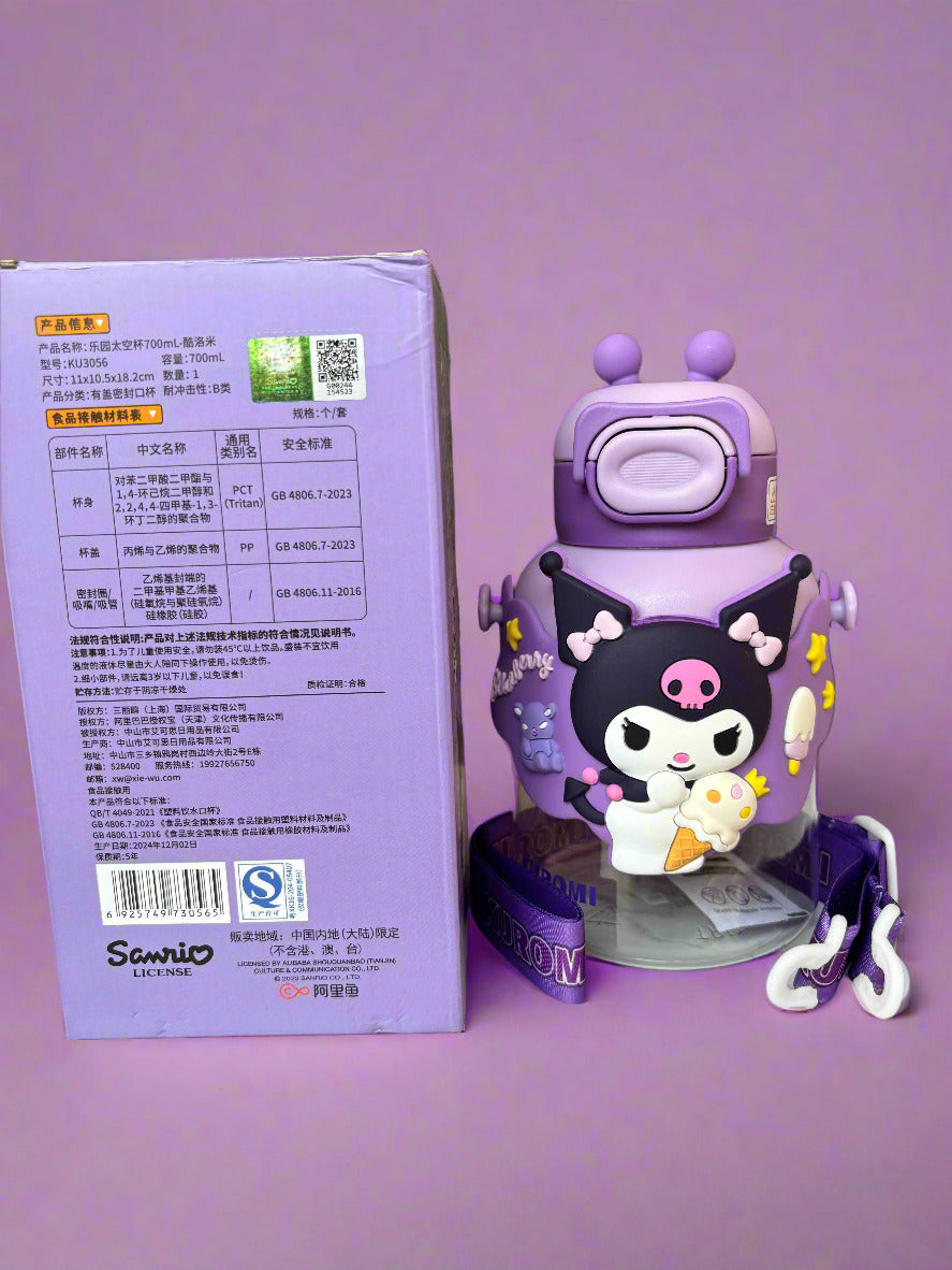 Kuromi Water Bottle 700ml – Hydration With Attitude