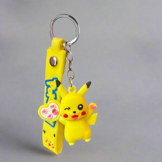 Pikachu Keychain - Happy PVC Rubber Keychain with Strap - Project M Shop
