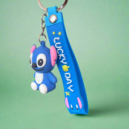 Cute Stitch Keychain - PVC Rubber Keychain with Strap - Project M Shop