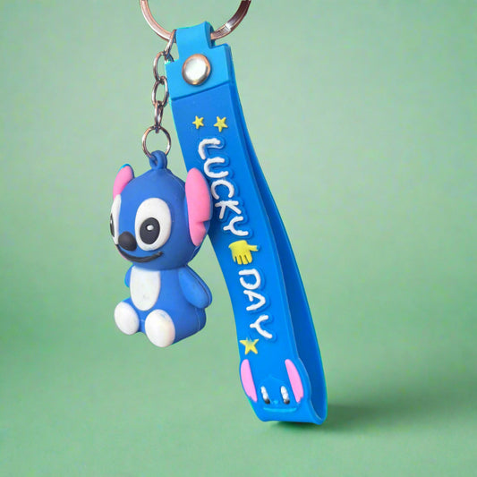 Cute Stitch Keychain - PVC Rubber Keychain with Strap - Project M Shop