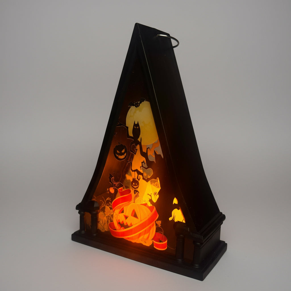 Halloween Pumpkin Tringle Shaped Lantern LED Light For Decoration - For Indoor Use - Project M Shop