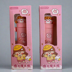 Adorable Pink Girl Pen Style Eraser - Combo of 2 - Project M Shop