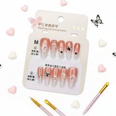 Flower Pattern With Charm Press-On Nails - Size M - Project M Shop
