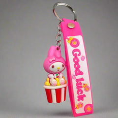 Pink Sanrio Keychain PVC Rubber Keychain with Strap - Cute Sanrio Accessory - Project M Shop