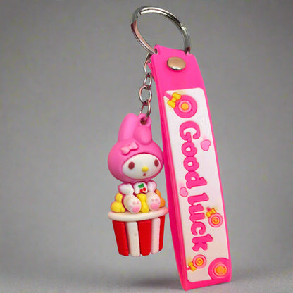 Pink Sanrio Keychain PVC Rubber Keychain with Strap - Cute Sanrio Accessory - Project M Shop