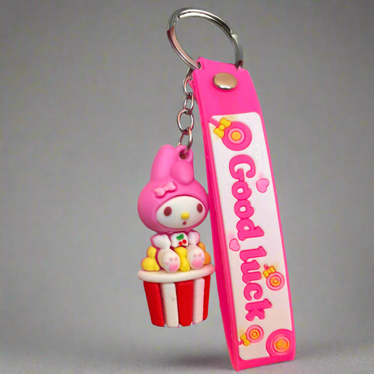 Pink Sanrio Keychain PVC Rubber Keychain with Strap - Cute Sanrio Accessory - Project M Shop