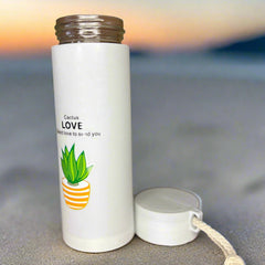 Cactus Printed Glass Water Bottle - 450 Ml - Random Color - Project M Shop