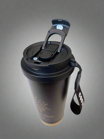 Elegant Insulated Tumbler - Black & Golden Flower Design 600 ML - Project M Shop