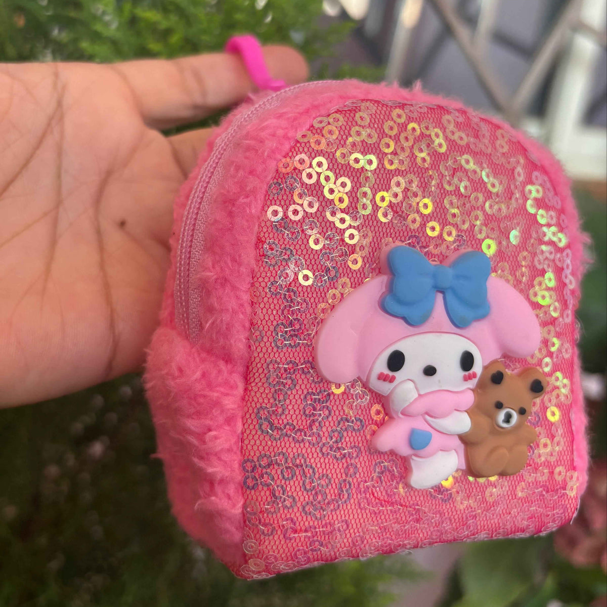 My Melody Fluffy Coin Purse Keychain – Mini Wallet Charm
