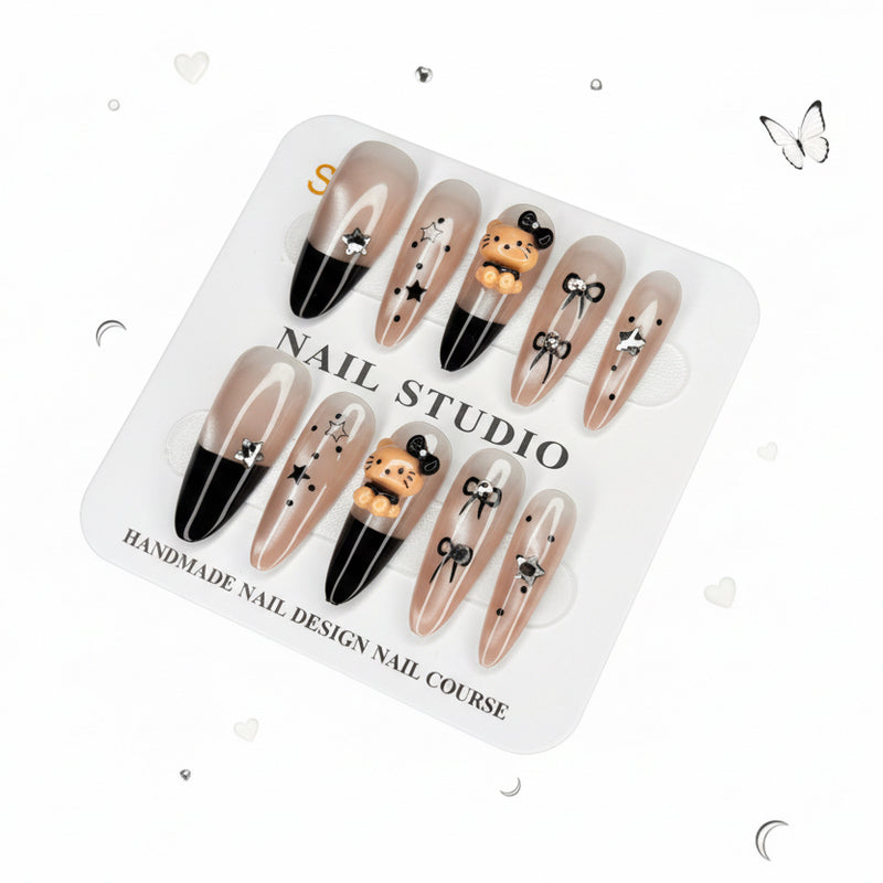Kitty In Stars Charms Beautiful Press-On Nails - Size S - Project M Shop