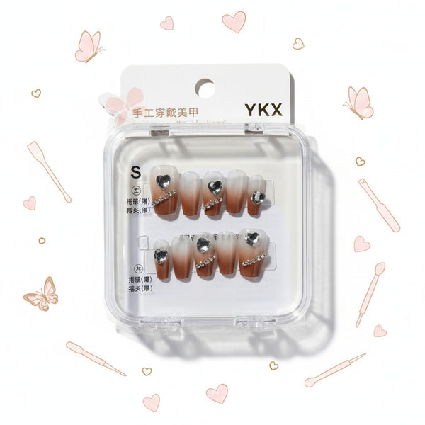 Heart Gemstone Charm Press-On Nails - Size S - Project M Shop