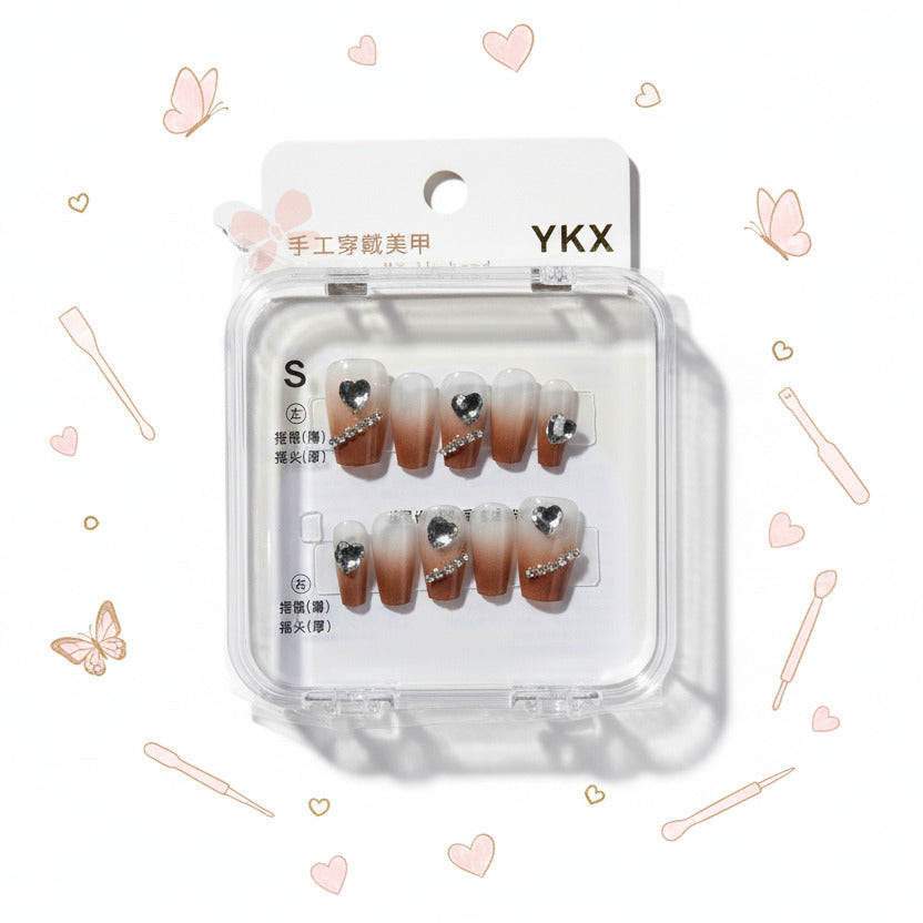 Heart Gemstone Charm Press-On Nails - Size S - Project M Shop