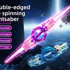 Double Headed Telescopic Light Saber Toy With LED Lights and Rotating Handle - Silver Color - Project M Shop