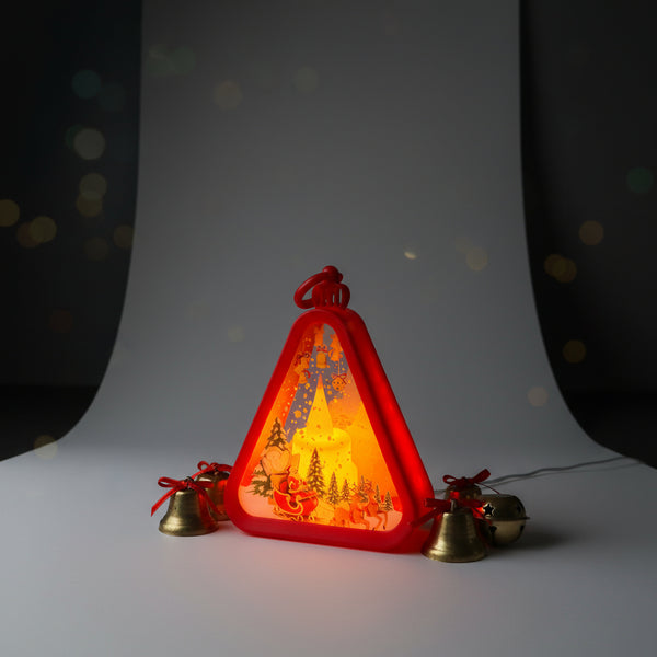 Christmas Triangle Shaped Lantern LED Light For Decoration - For Indoor Use (Red) - Project M Shop