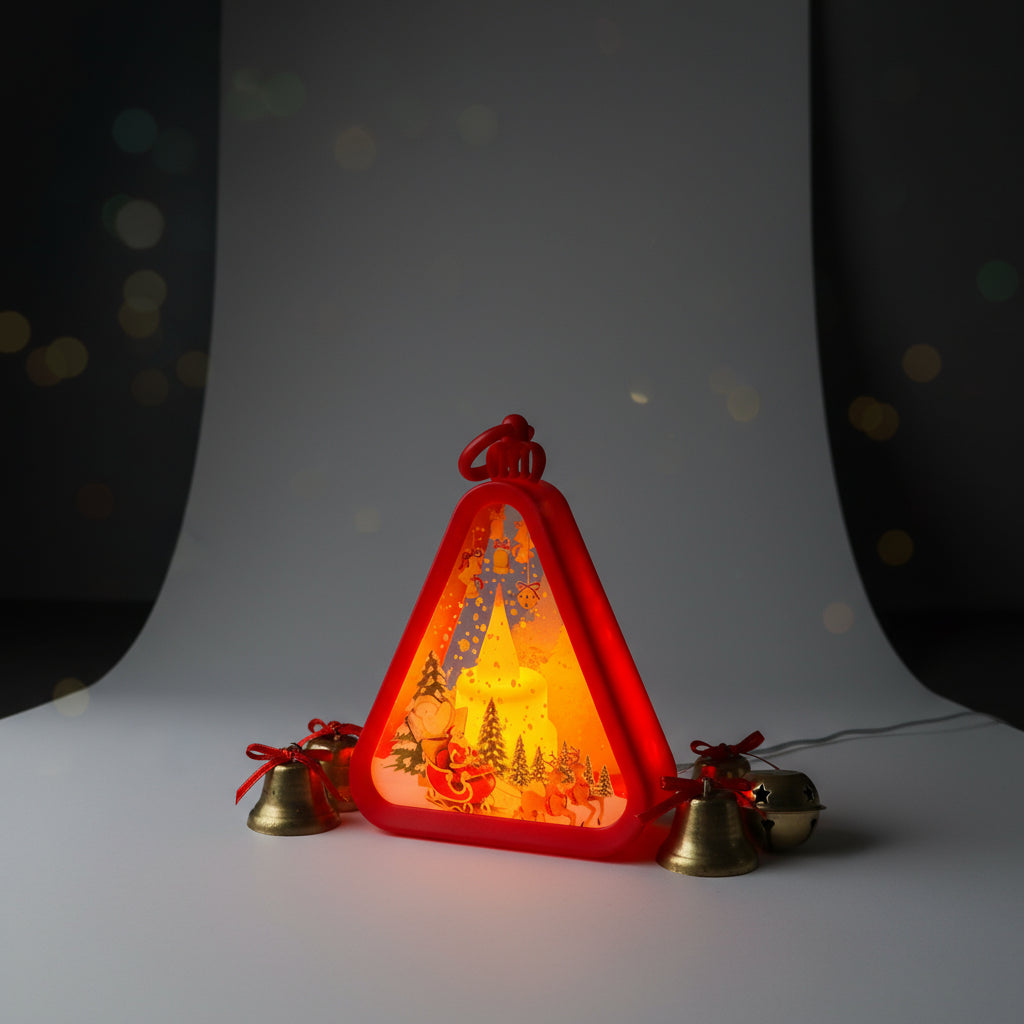 Christmas Triangle Shaped Lantern LED Light For Decoration - For Indoor Use (Red) - Project M Shop