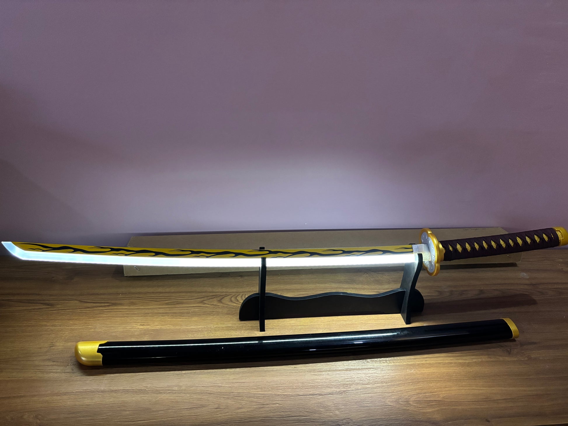 Glowing Katana Sword - Kaigaku LED Anime Cosplay Wooden Sword Inspired by Demon Slayer - Project M