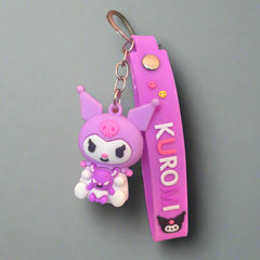 Kuromi Keychain with Danger Sign Strap - PVC Rubber Design - Project M Shop