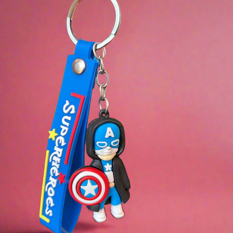 Captain America Keychain - PVC Rubber Keychain with Strap - Project M Shop