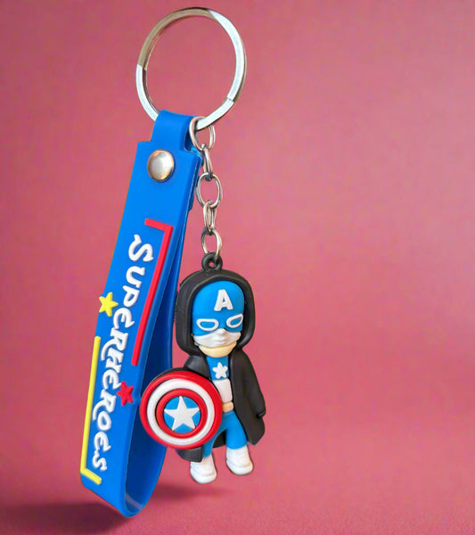Captain America Keychain - PVC Rubber Keychain with Strap - Project M Shop